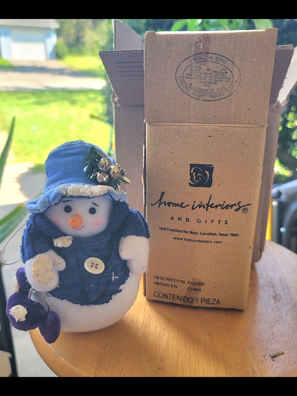 Home Interiors Blue and Cream Snowman Holiday Figurine